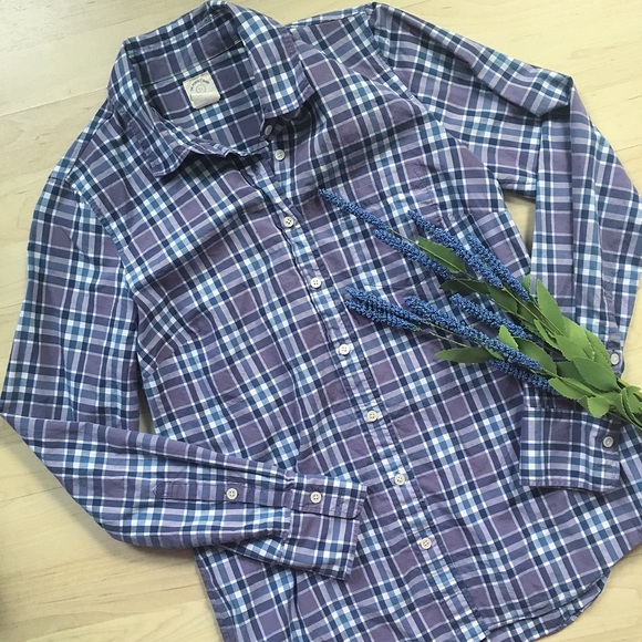 J. Crew Tops - J. Crew the perfect shirt lavender blue plaid