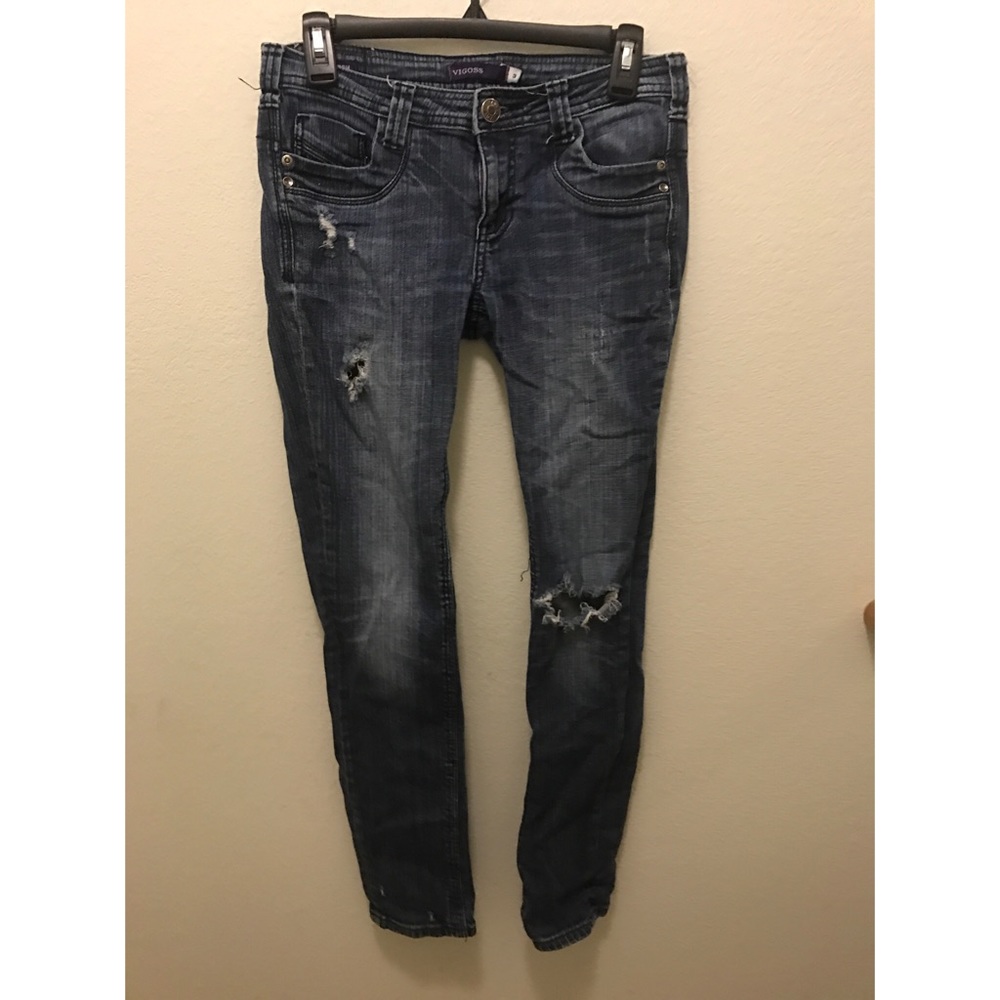 « Vigoss Distressed Dark Wash Skinny Jeans »