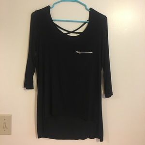 black high-low pocket shirt