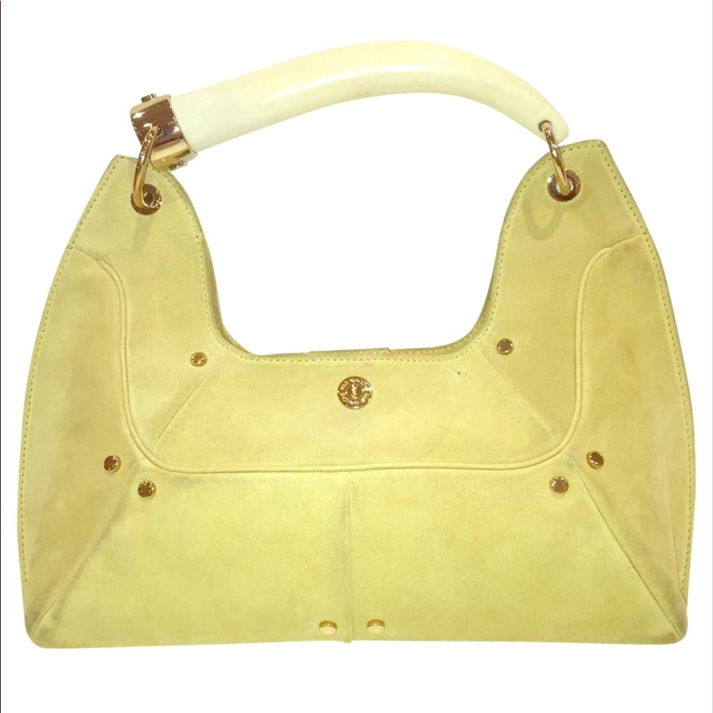 YSL Suede Handbag with Horn Handle