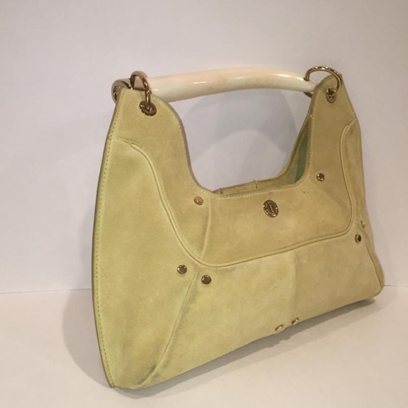 YSL Suede Handbag with Horn Handle - Picture 2 of 8