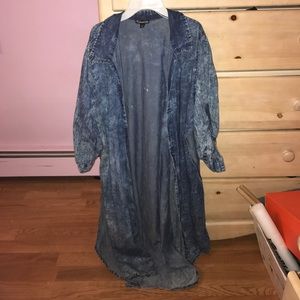 Long denim like cardigan with slits on bottom