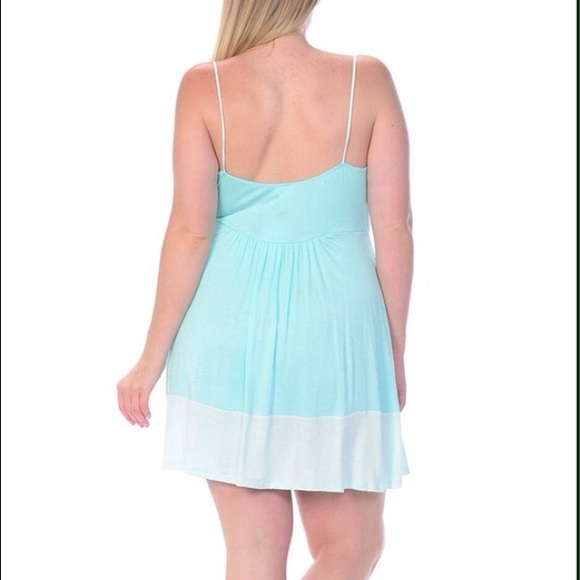 PLUS SIZE aqua color block summer dress NWT - Picture 4 of 4