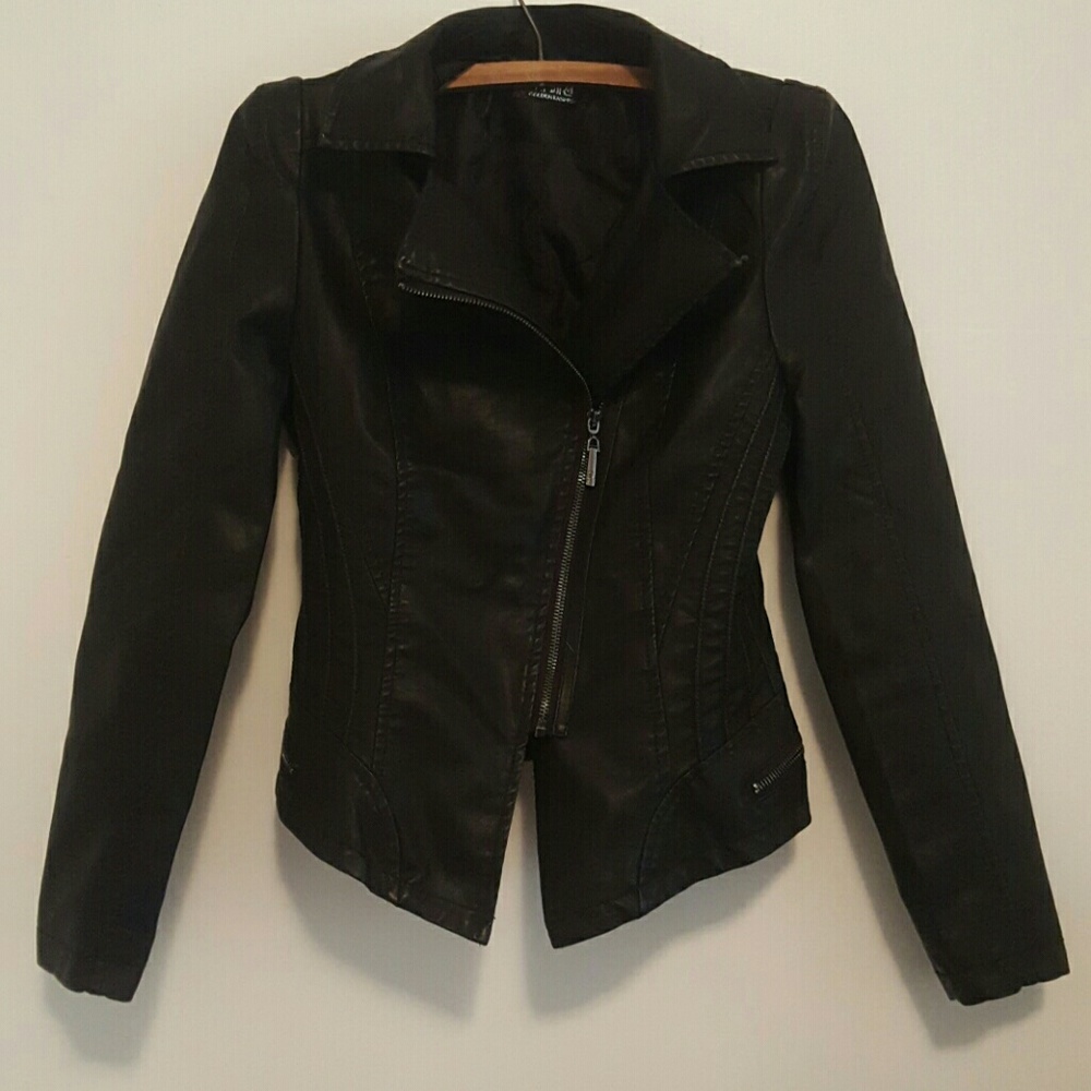 Faux black leather jacket