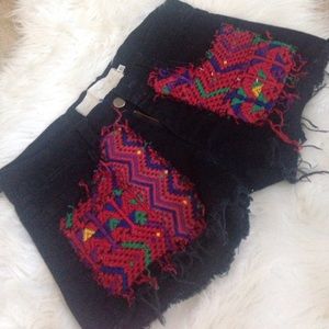 Distressed Black Denim High-Waisted Shorts