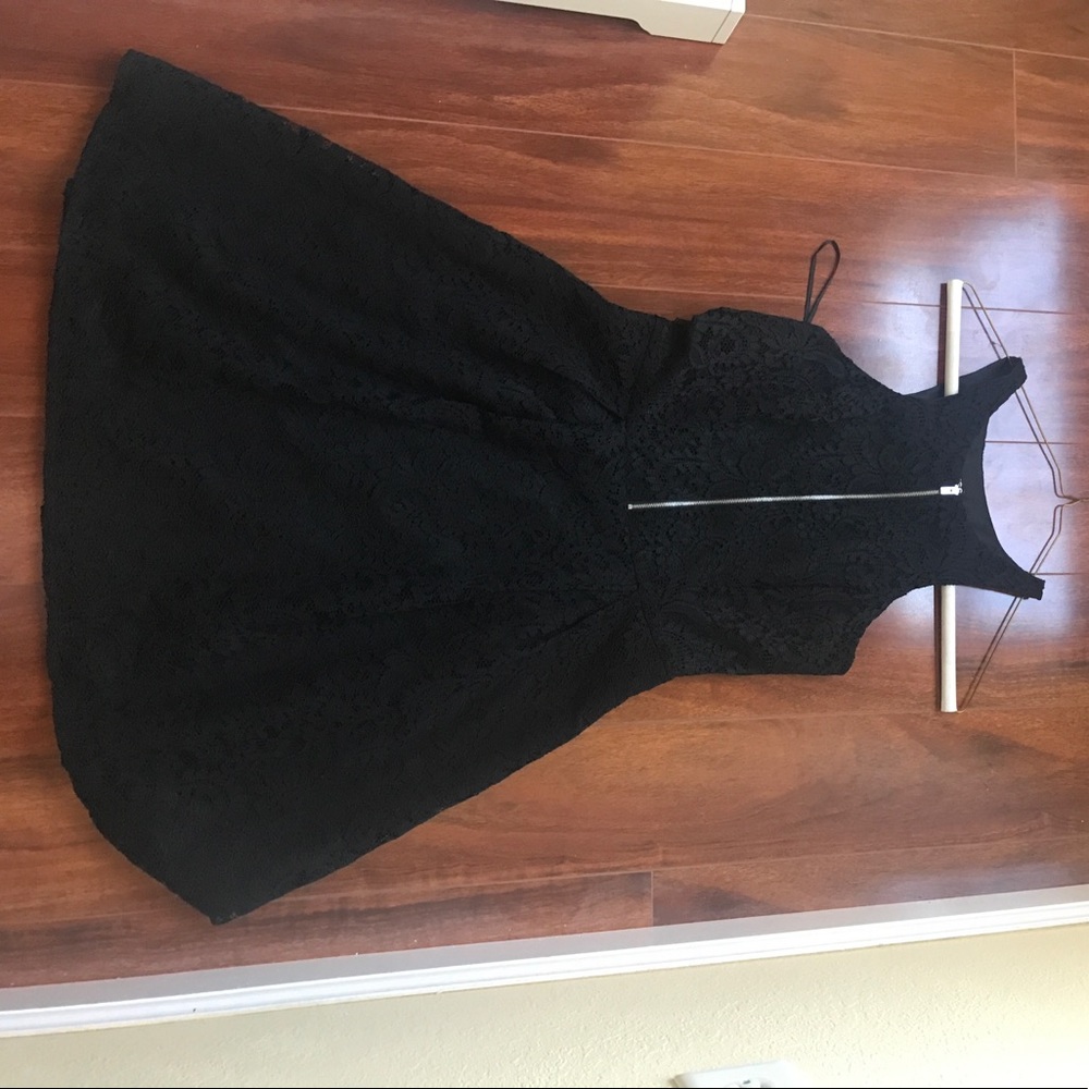 Express black lace zip up dress