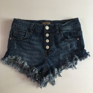 Cheeky Button Up Denim Cut Off Shorts
