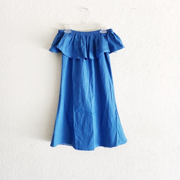 Dresses & Skirts - Blue Off the Shoulder Ruffle Dress
