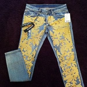 Gold Patterned Jeans