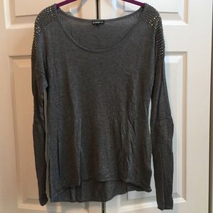 Sweater with rhinestone details on shoulders