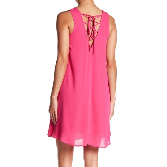 Chelsea28 Pink Lace Up Back Dress - Picture 2 of 4