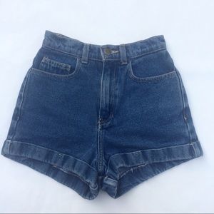 American Apparel High Waisted Denim Cuff Shorts
