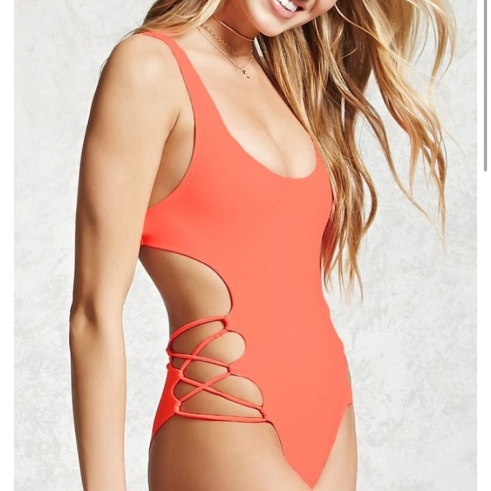 Laced up one piece swimsuit