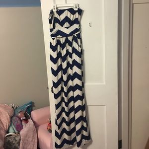 Blue Chevron maxi dress