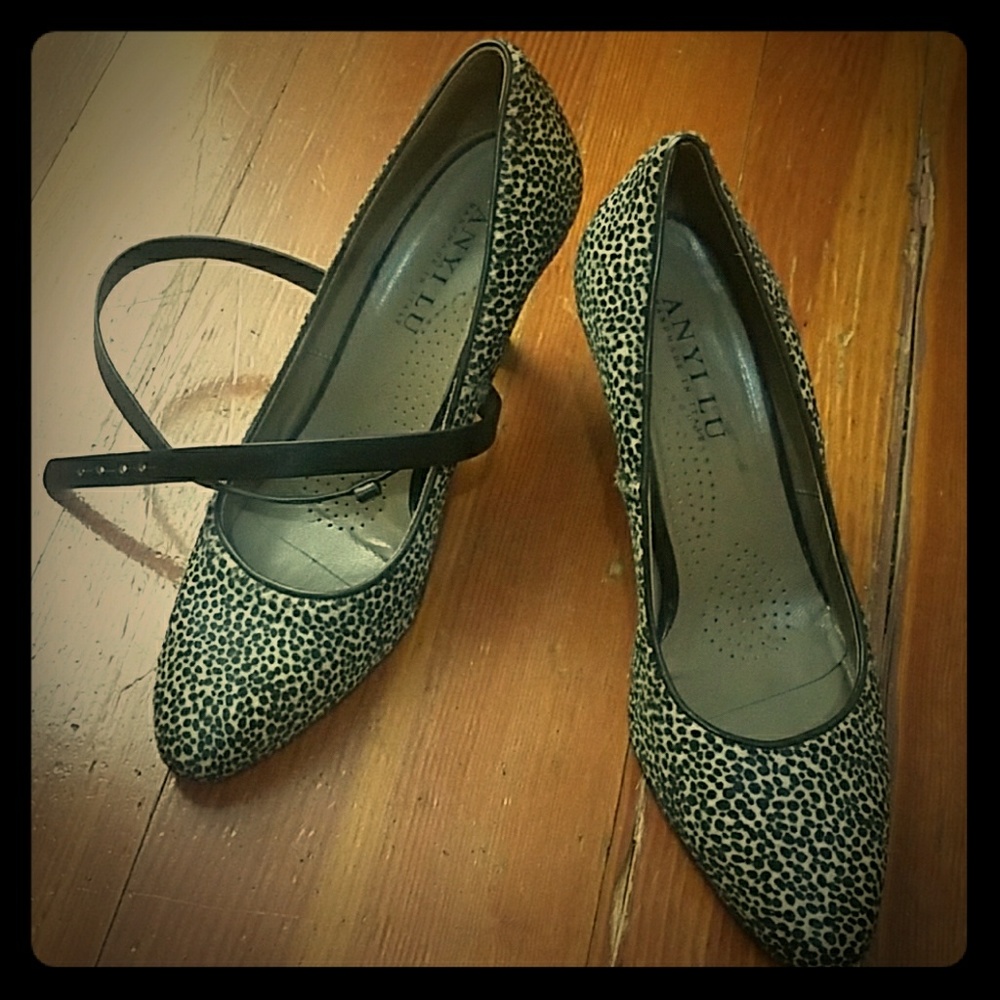 Cheetah print leather heels