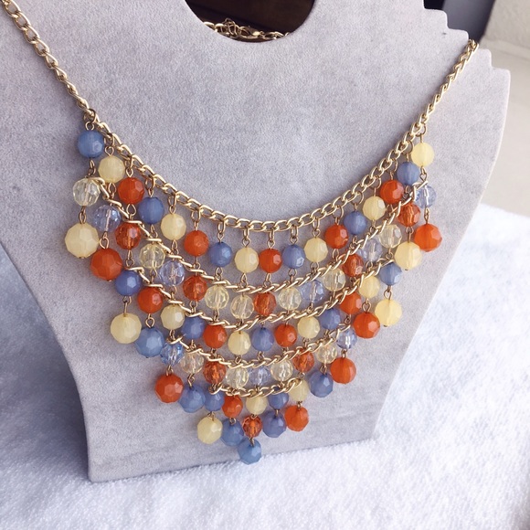 Multicolor Summer Spring Bib Necklace - Picture 3 of 4