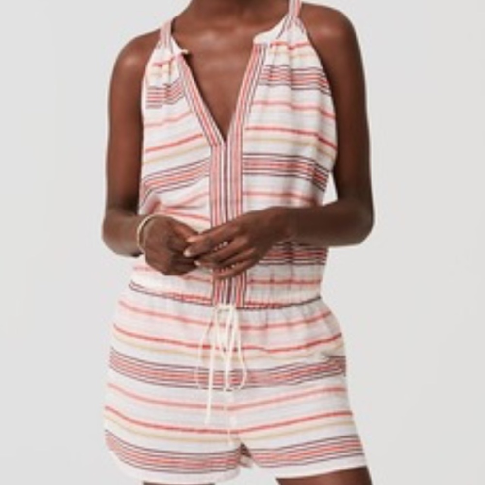 LOFT NWT Beach Striped Halter Romper XS