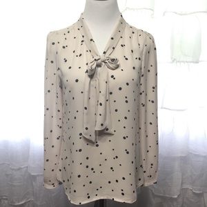 Loft Tie Neck Long Sleeve Blouse Size: MP