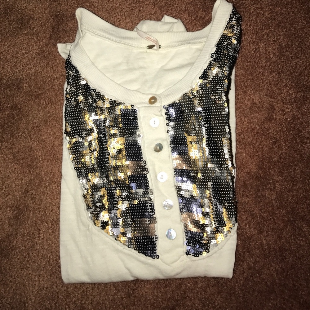 White long Steve Free People Shirt with sequence