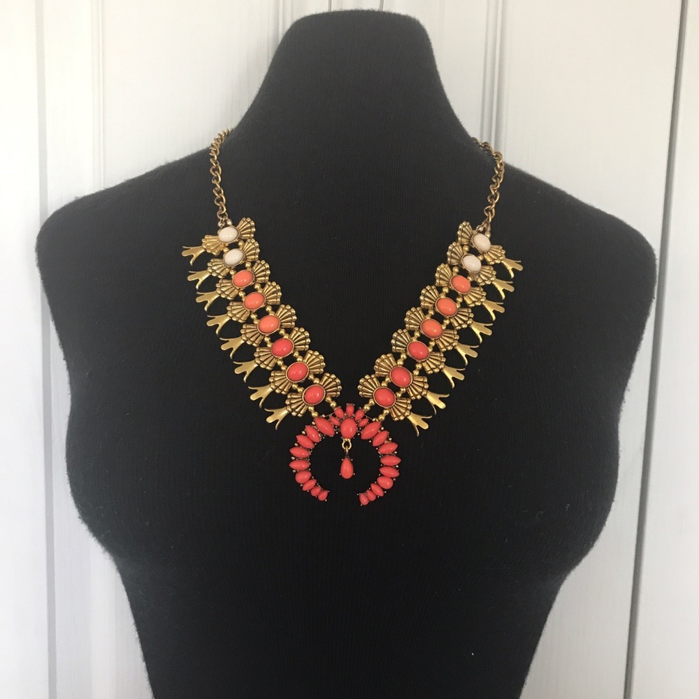 Coral Squash Blossom Necklace