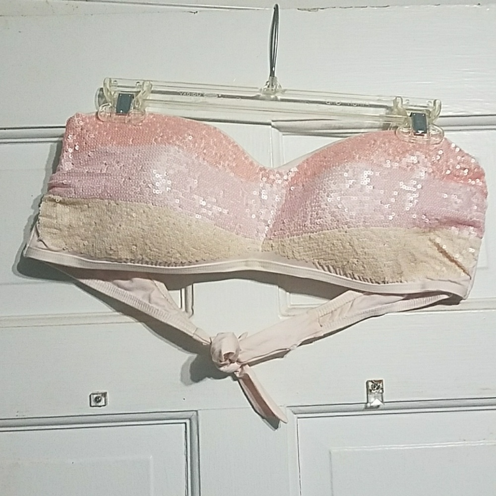 Pink sequin bikini top
