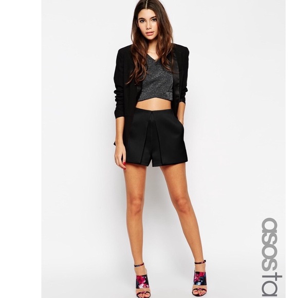 ASOS Pants - ASOS tall satin shorts in black