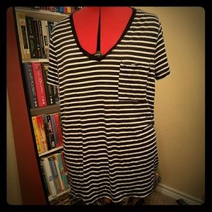 Black and white stripe shirt with pocket