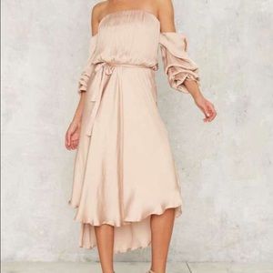 Off the shoulder Nasty Gal Powder Room Satin Dress