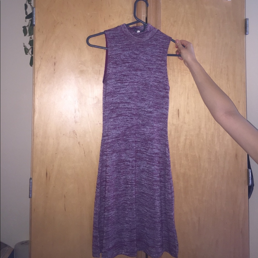 Aritzia purple Henley mock neck mini dress NWOT