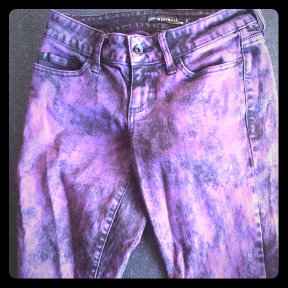 Hot Topic LOVEsick Purple and Black Splotchy Jeans