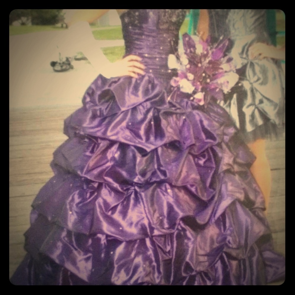 Purple two piece dress.
