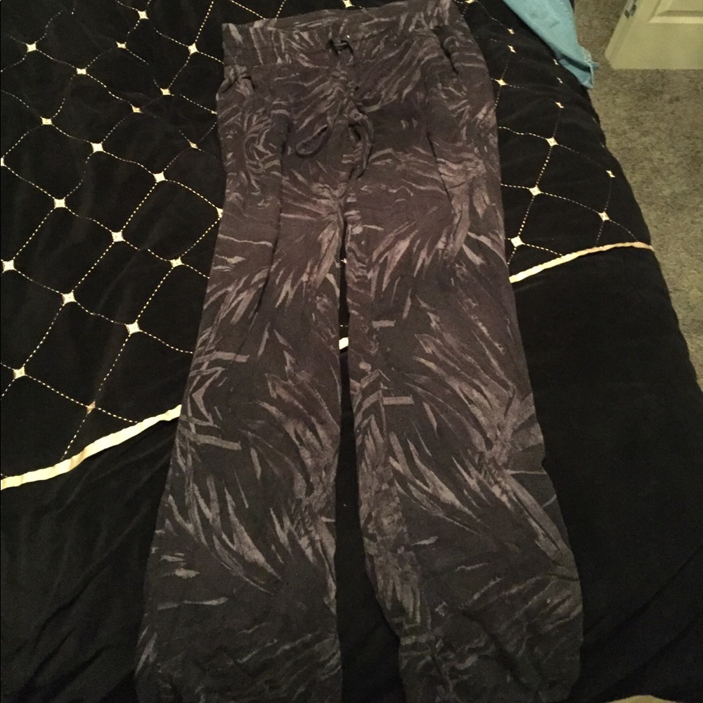 Black and gray flowy pants