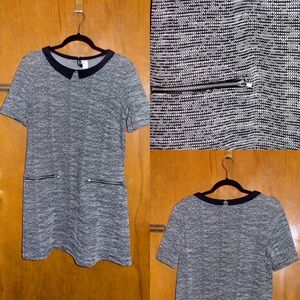 Houndstooth Plus Size Peter Pan Midi Dress