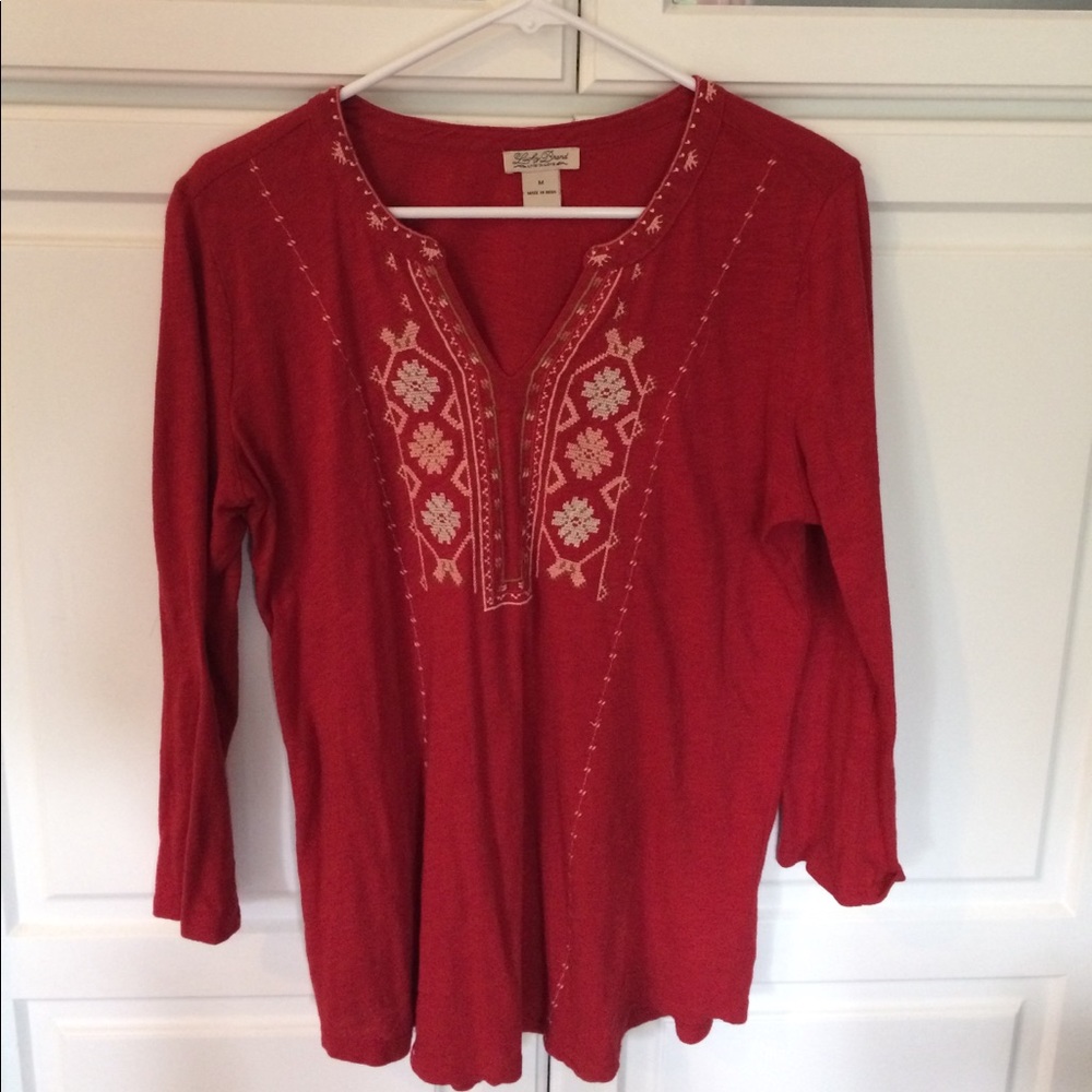 Lucky Brand Embroidered Long Sleeve Top