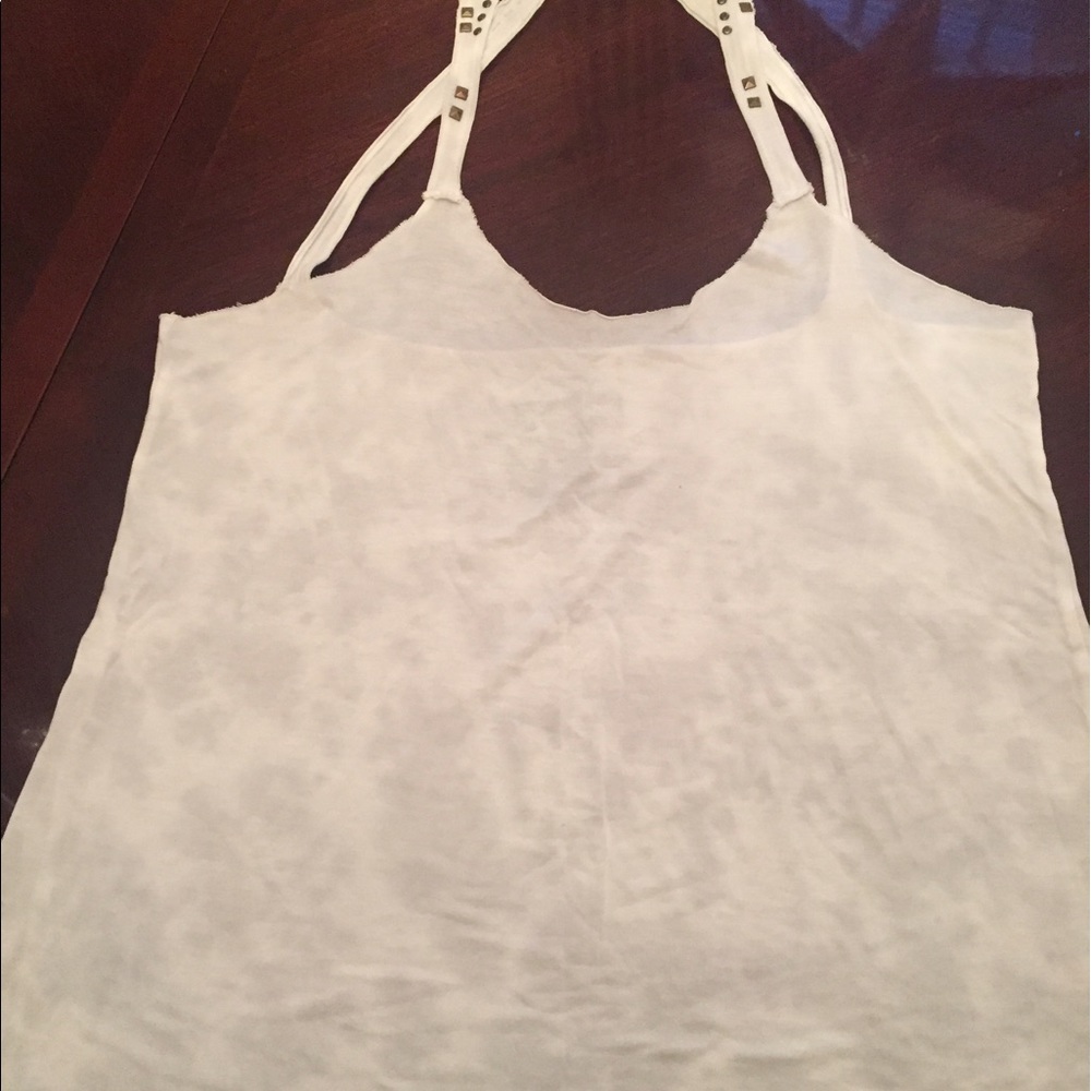 Raw hem tank  light pale gray and white tye dye