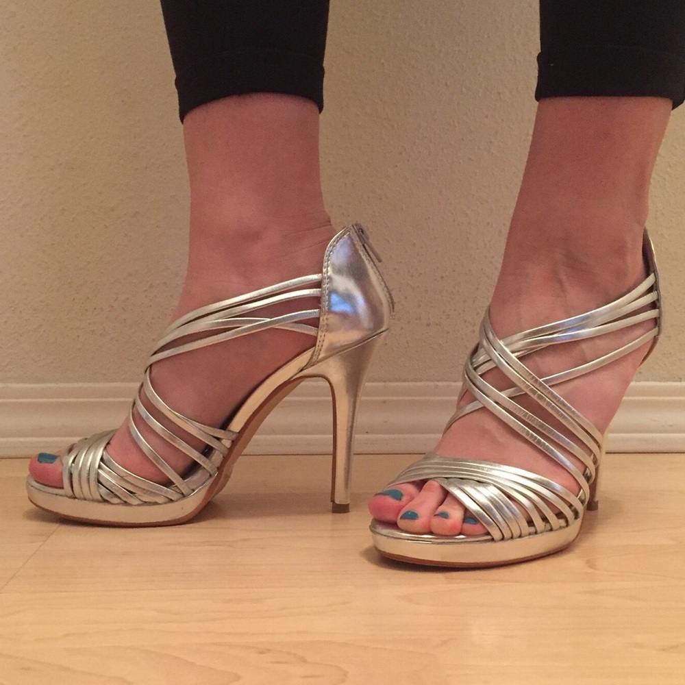 ***DONATED*** Chinese Laundry Silver Strappy Heels