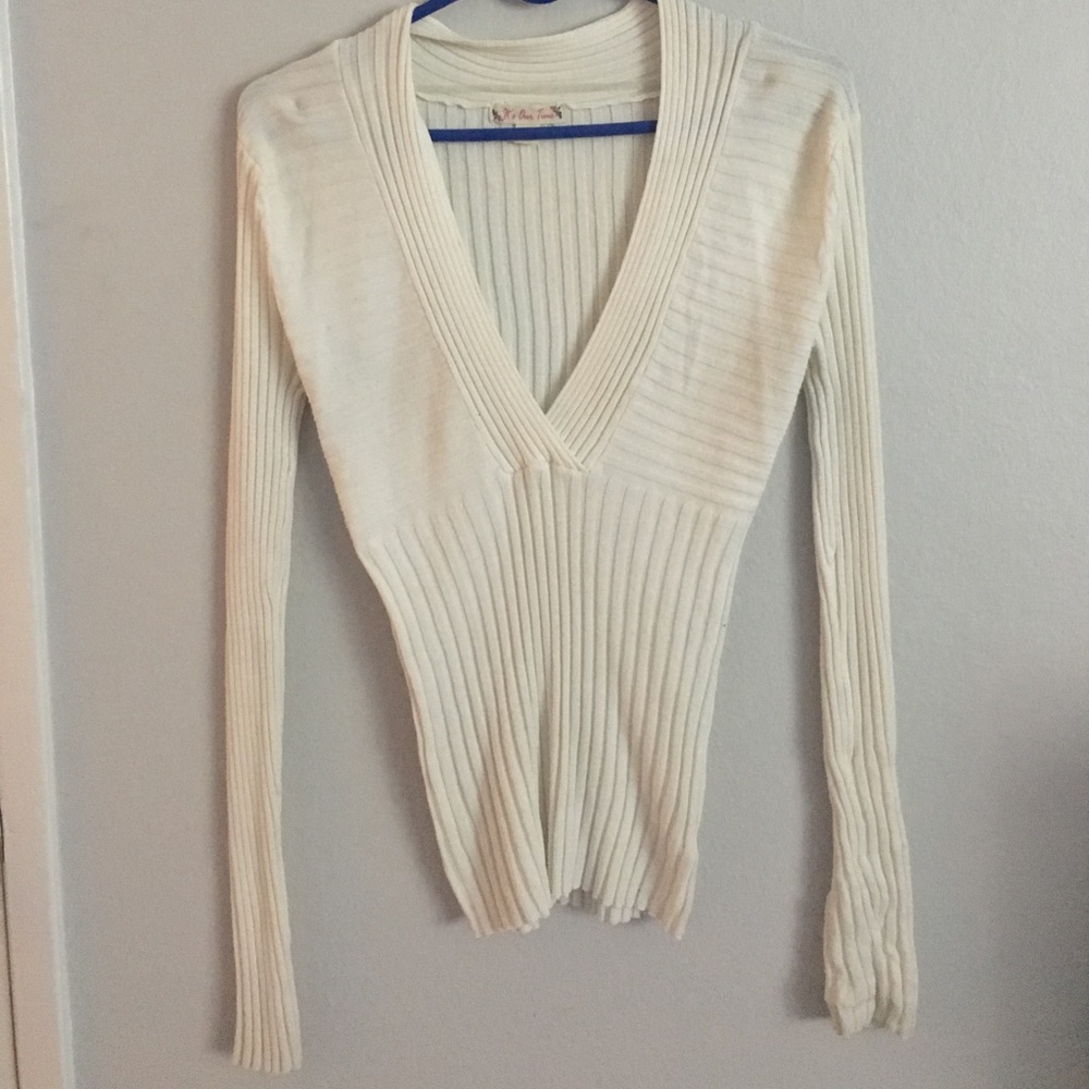 Beige V-neck Sweater