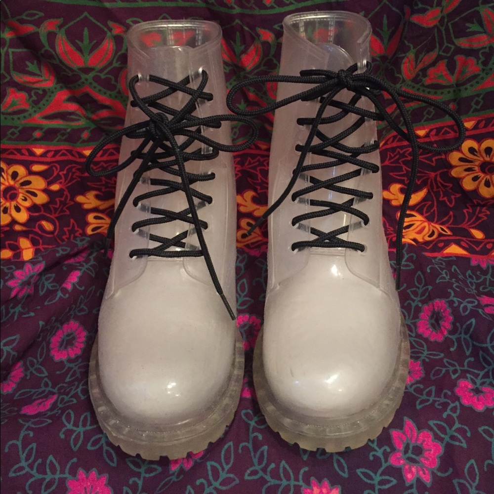 Clear combat boots