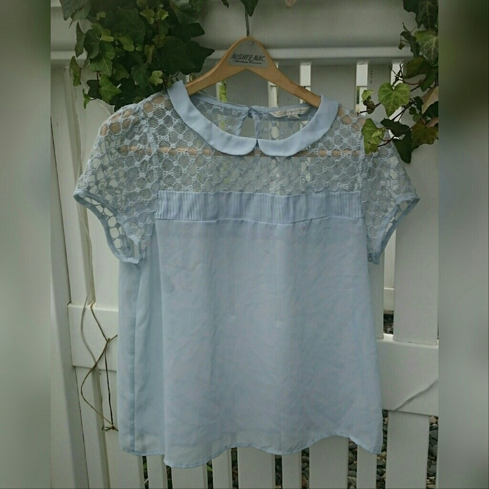 Powder blue Peter pan blouse