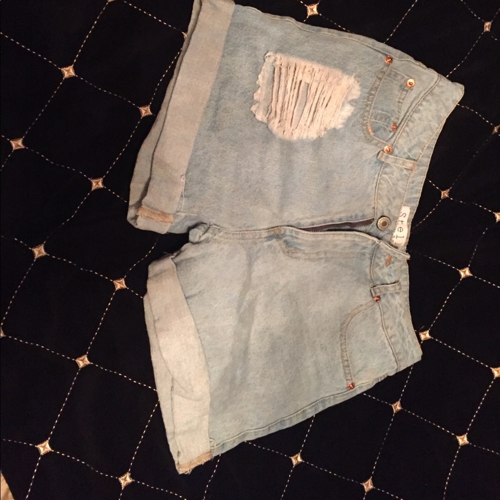 Ripped jean shorts