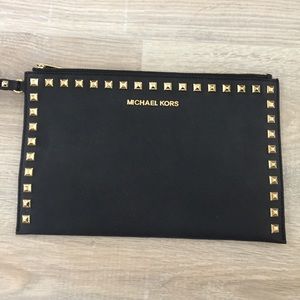Michael Kors Black gold stud clutch purse Like New