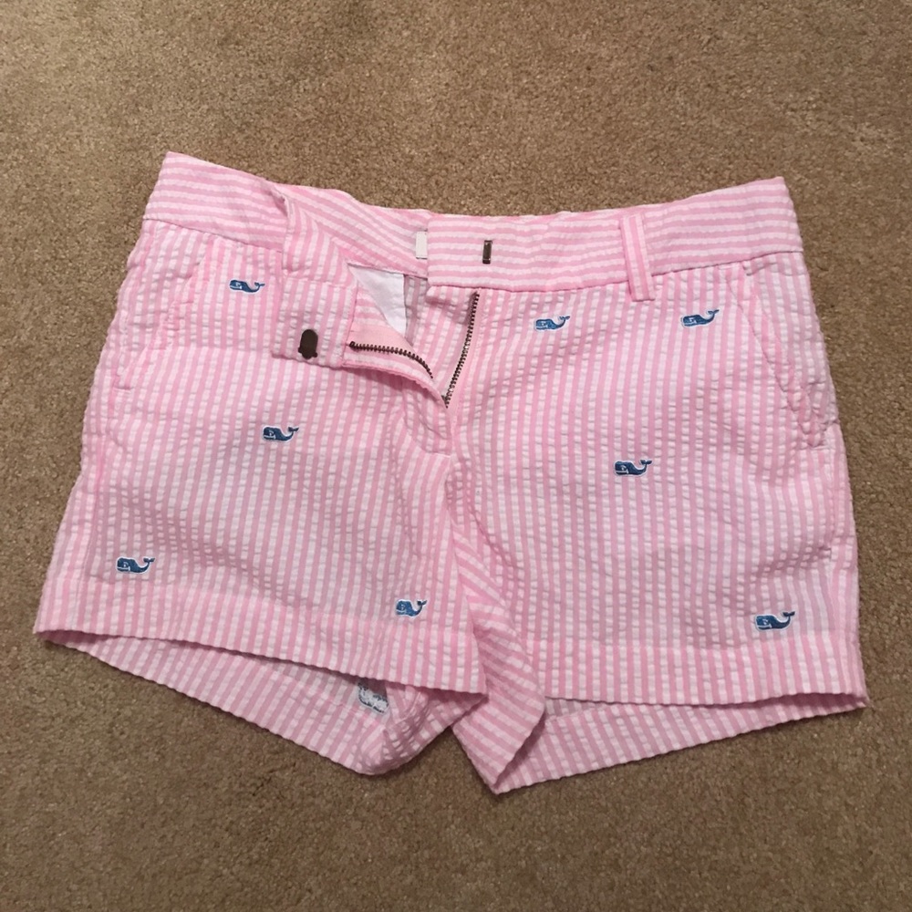 Vineyard vines girls Pink seersucker shorts