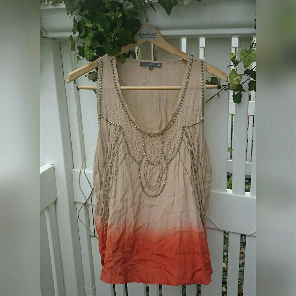 Beaded dip dyed silk top