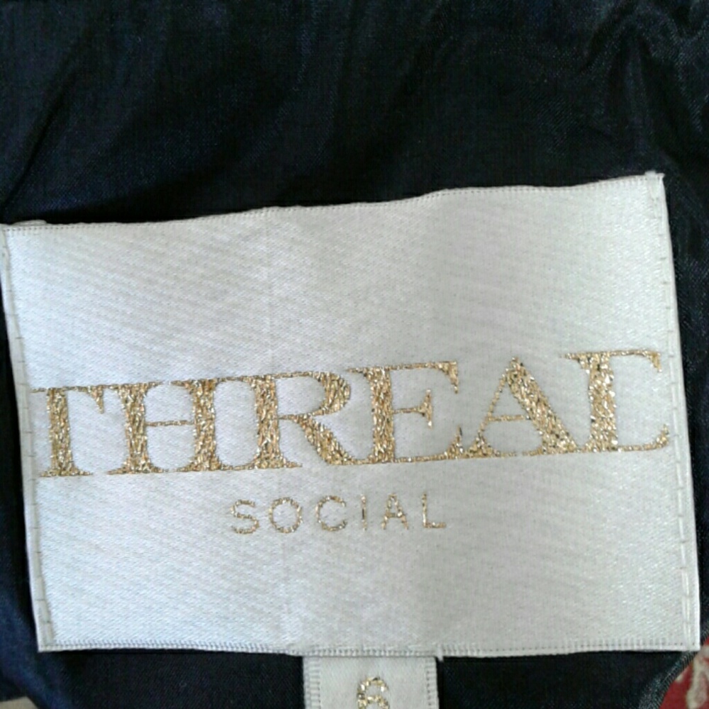 THREAD SOCIAL BLACK WITH GOLD STRAPLESS DRESS - Picture 2 of 4