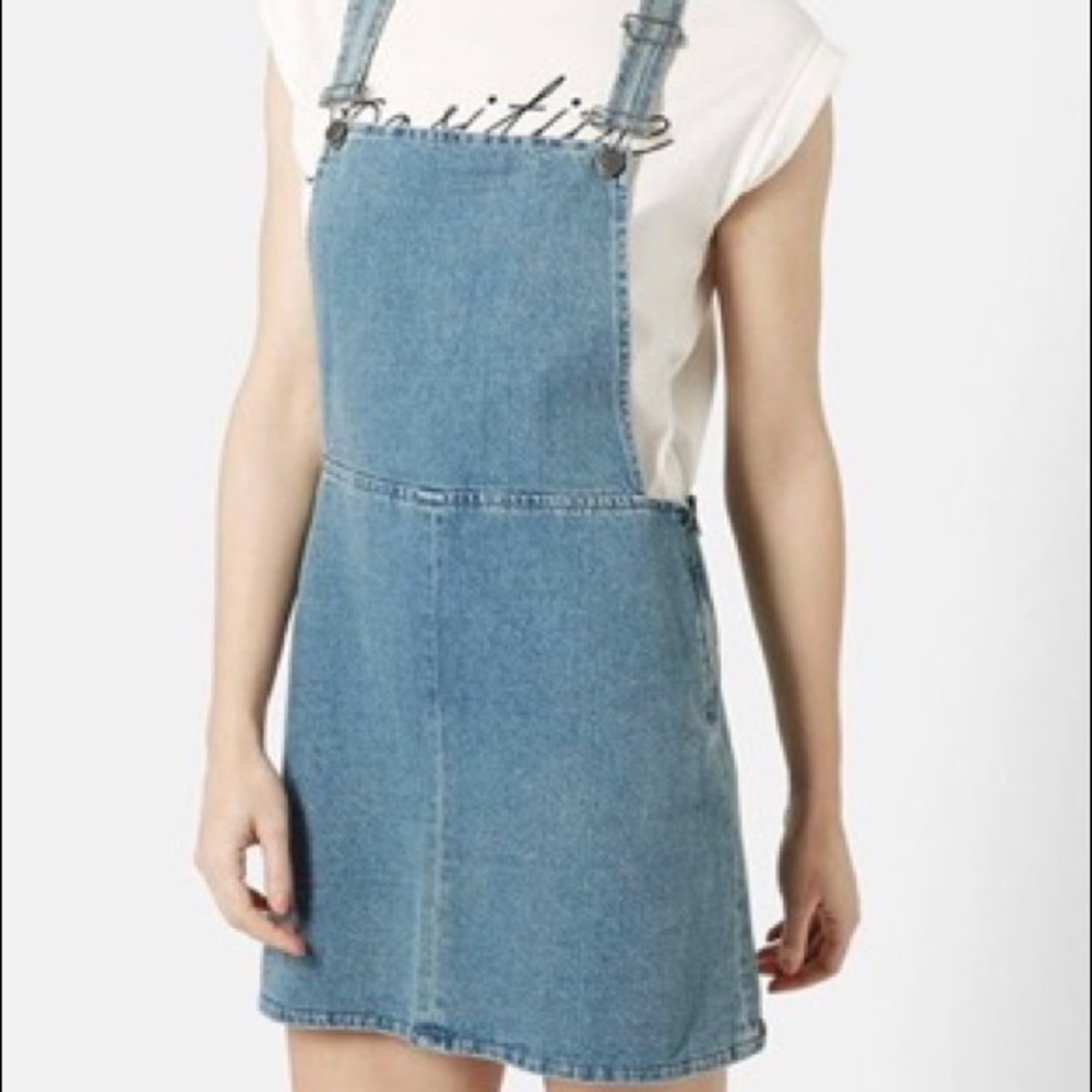 NWT! Topshop Moto Denim Overall/Pinafore Dress