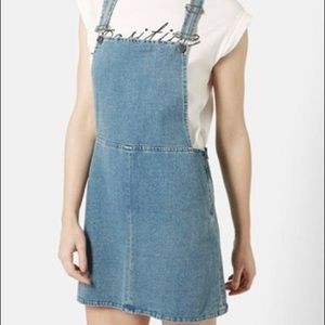 NWT! Topshop Moto Denim Overall/Pinafore Dress