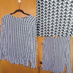 H&M Long Sleeve Cat Print Blouse