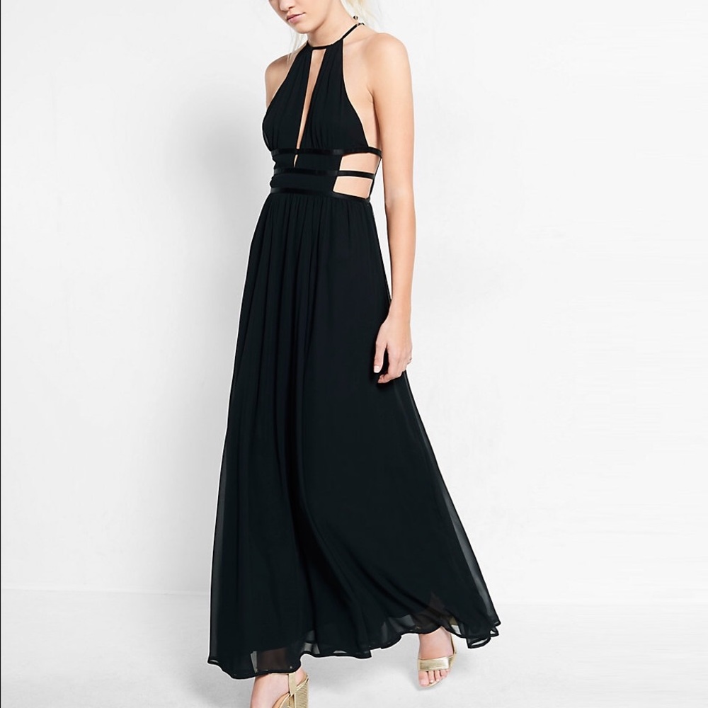 Express Strappy Cut-Out Plunge Maxi Dress