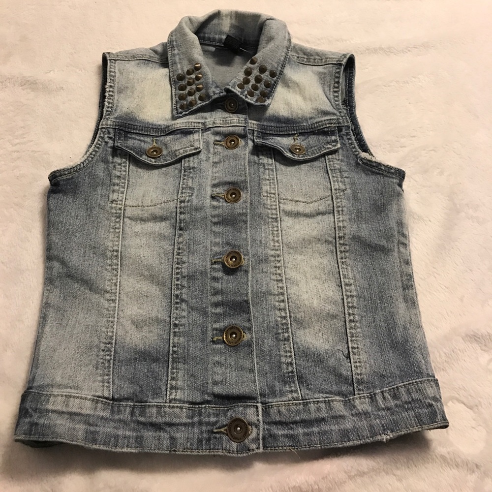 Denim spiked vest