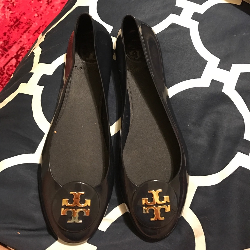 TORY BURCH 9 JELLY FLAT (navy)